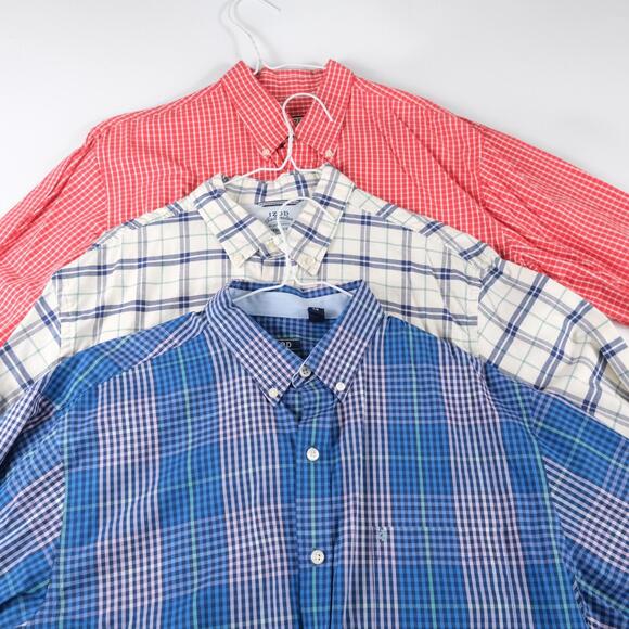 Men's LOT OF 3 Izod Long Sleeve Button Down Shirts SIZE L Large Plaid - Picture 1 of 7